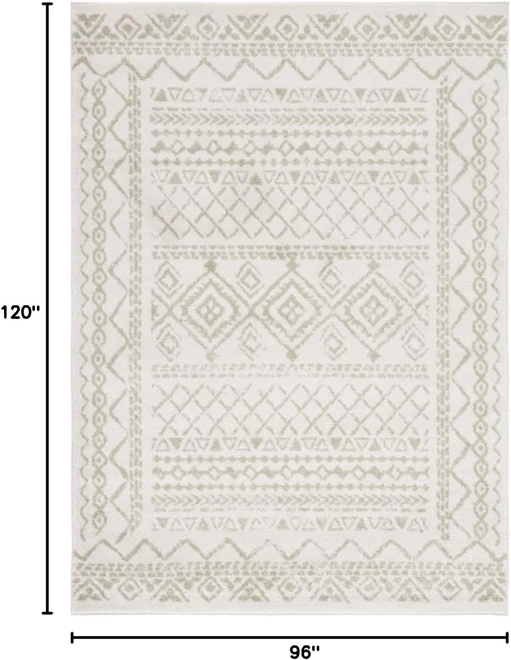 SAFAVIEH Area Rug 8x10 - Tulum Collection - Large - Ivory & Sage, Moroccan Boho Distressed Design, Non-Shedding & Easy Cleaning, Ideal for Living Room, Bedroom, Office, Dining Space (TUL268G)