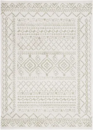 SAFAVIEH Area Rug 8x10 - Tulum Collection - Large - Ivory & Sage, Moroccan Boho Distressed Design, Non-Shedding & Easy Cleaning, Ideal for Living Room, Bedroom, Office, Dining Space (TUL268G)