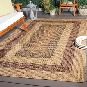 Safavieh Braided Collection Area Rug - 5' x 8', Beige/Brown, Geometric Design, Machine Washable Indoor/Outdoor & Washable-Ideal for Patio, Backyard, Mudroom (BRD318B)