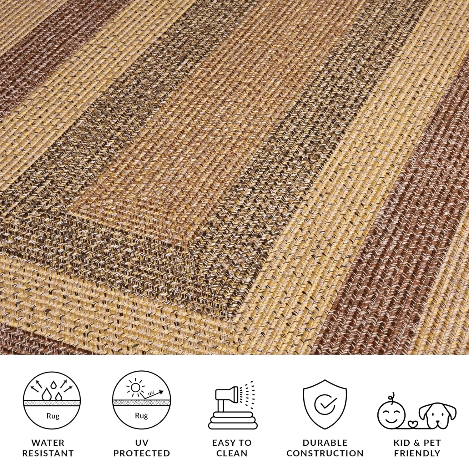 Safavieh Braided Collection Area Rug - 5' x 8', Beige/Brown, Geometric Design, Machine Washable Indoor/Outdoor & Washable-Ideal for Patio, Backyard, Mudroom (BRD318B)