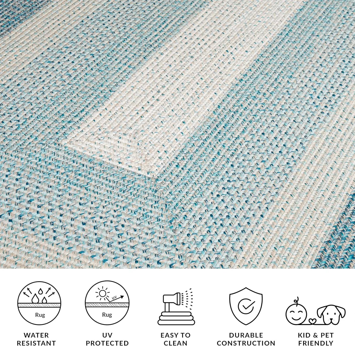 Safavieh Braided Collection Area Rug - 5' x 8', Blue/Aqua, Geometric Design, Machine Washable Indoor/Outdoor & Washable-Ideal for Patio, Backyard, Mudroom (BRD318M)