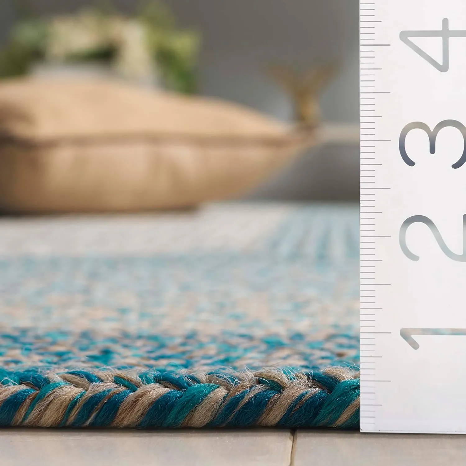 Safavieh Braided Collection Area Rug - 5' x 8', Blue/Aqua, Geometric Design, Machine Washable Indoor/Outdoor & Washable-Ideal for Patio, Backyard, Mudroom (BRD318M)