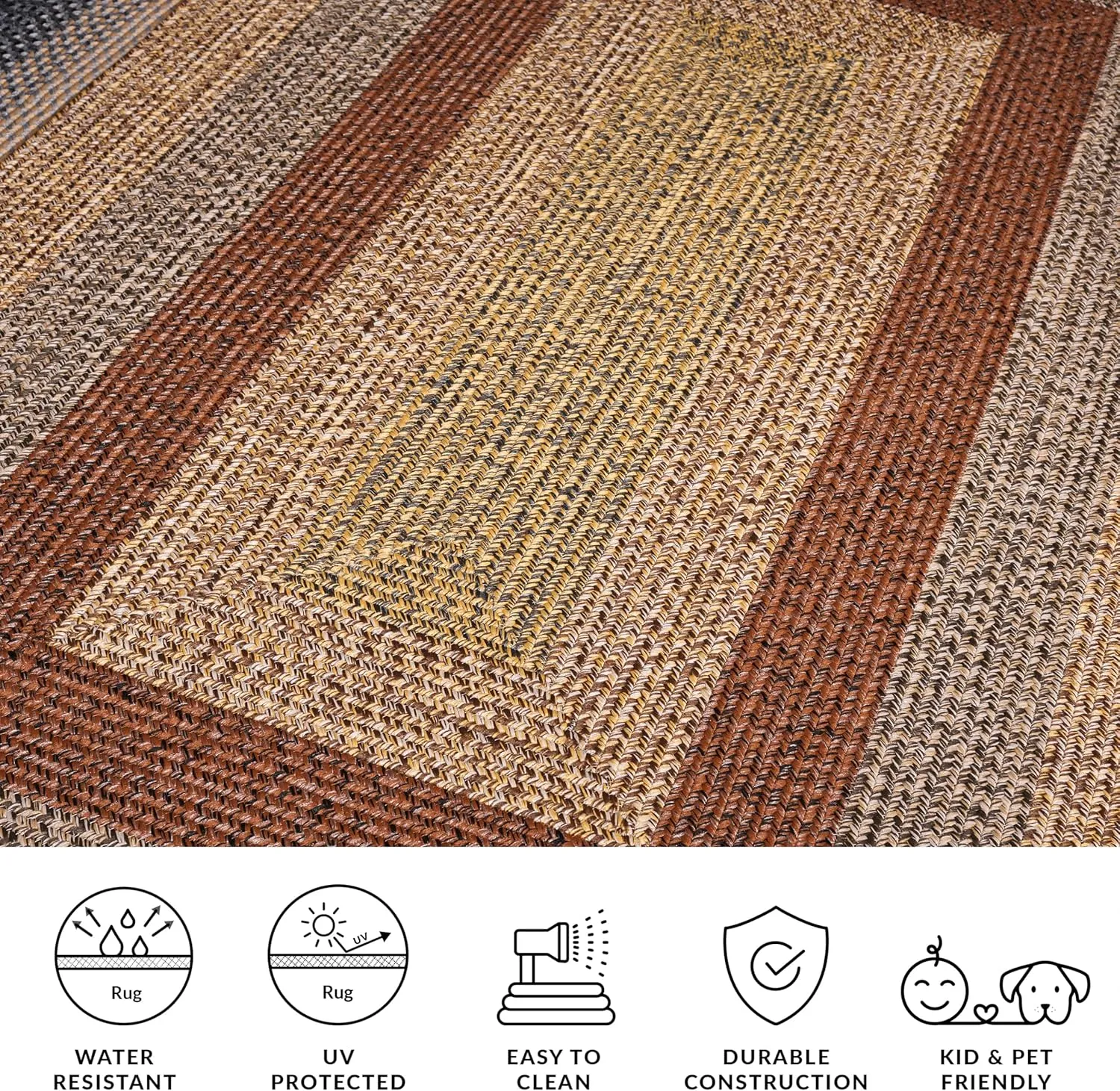 Safavieh Braided Collection Area Rug - 5' x 8', Brown/Gold, Geometric Design, Machine Washable Indoor/Outdoor & Washable-Ideal for Patio, Backyard, Mudroom (BRD318T)