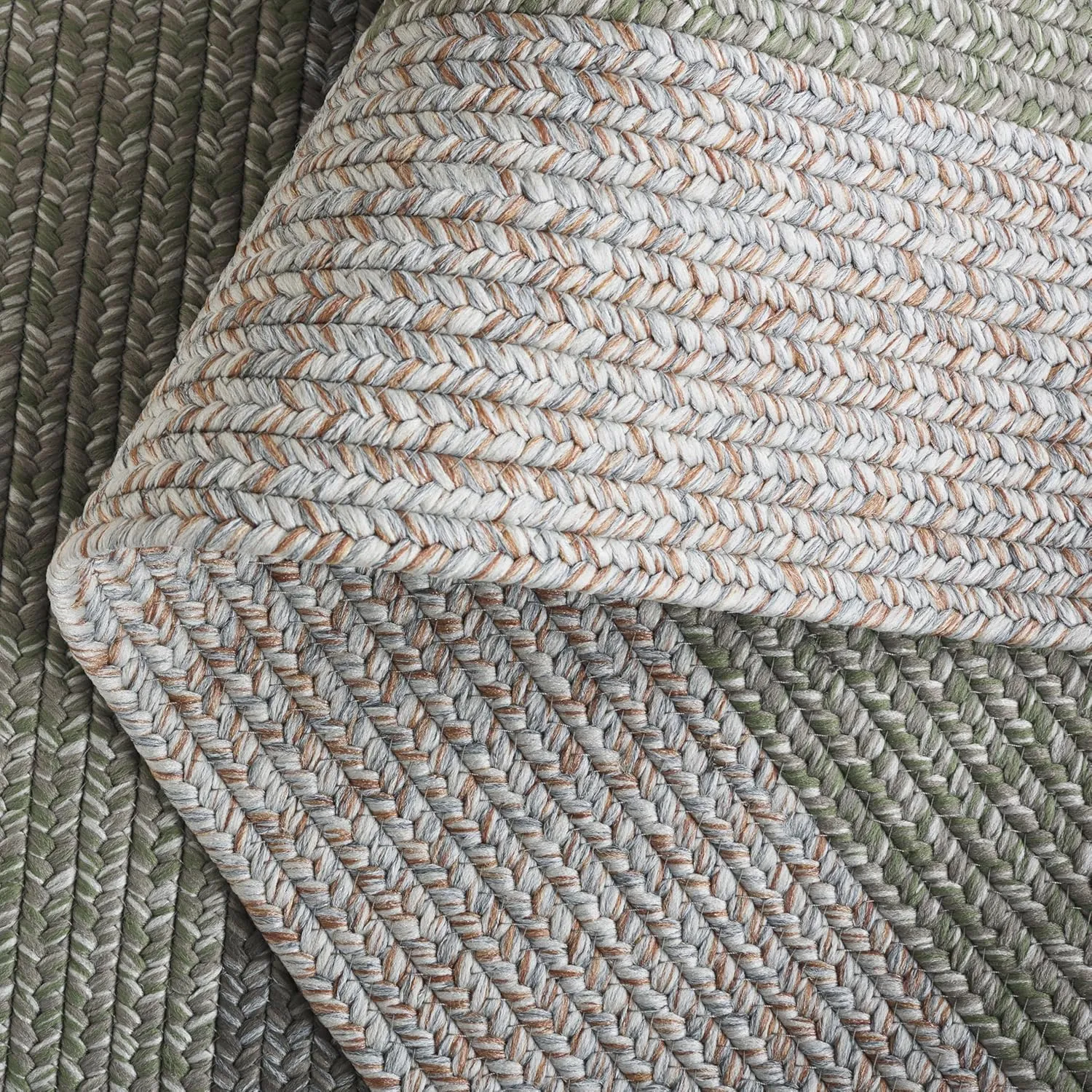Safavieh Braided Collection Area Rug - 5' x 8', Grey/Green, Geometric Design, Machine Washable Indoor/Outdoor & Washable-Ideal for Patio, Backyard, Mudroom (BRD318F)