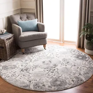 SAFAVIEH Madison Collection Area Rug - 9' Round, Cream & Silver, Boho Chic Glam Paisley Design, Non-Shedding & Easy Care, Ideal for High Traffic Areas in Living Room, Bedroom (MAD600D)