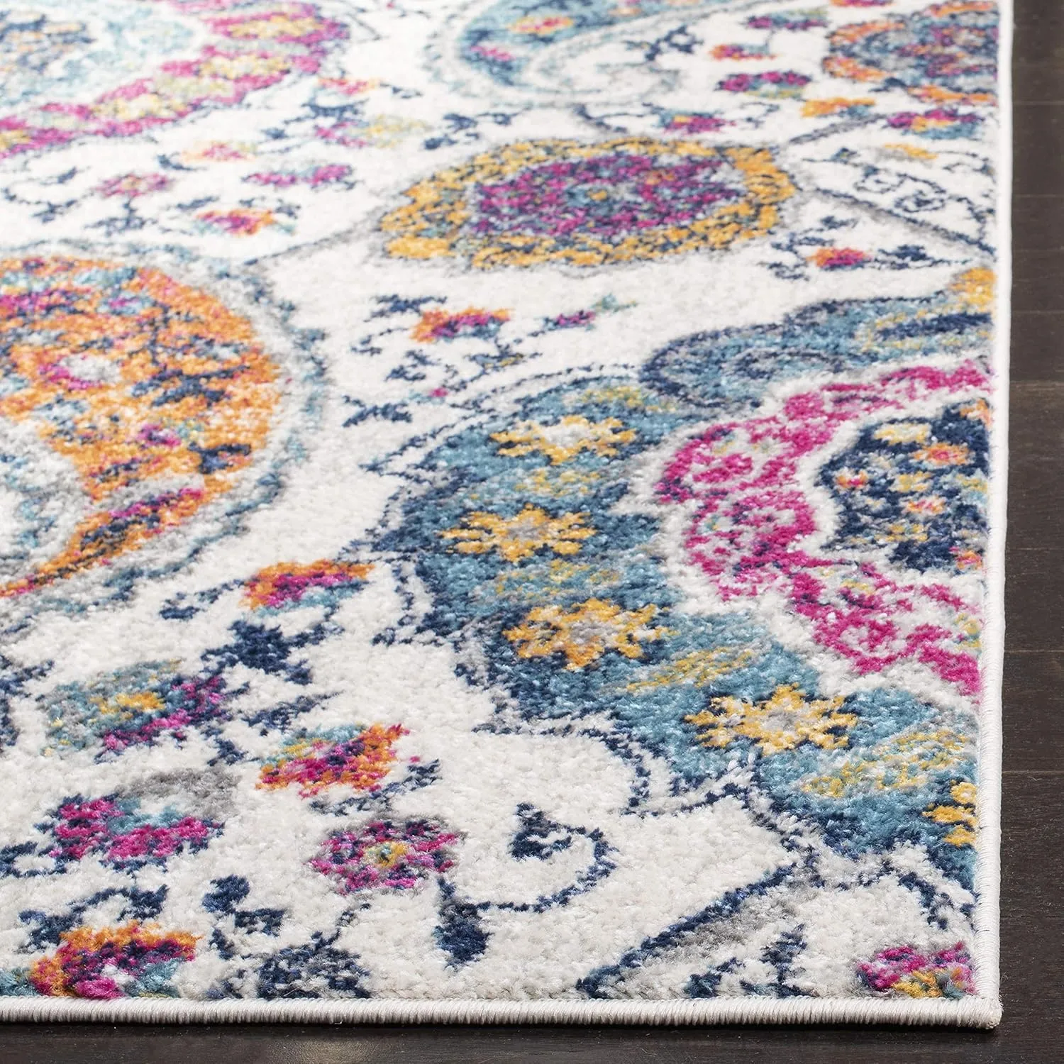 SAFAVIEH Madison Collection Area Rug - 9' x 12', Cream & Multi, Boho Chic Glam Paisley Design, Non-Shedding & Easy Care, Ideal for High Traffic Areas in Living Room, Bedroom (MAD600B)
