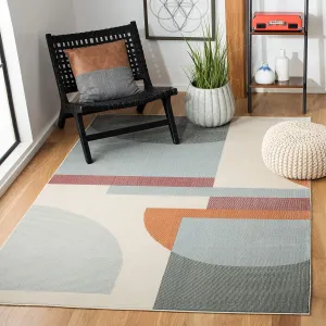 SAFAVIEH Orwell Collection Area Rug - 5'3" Square, Ivory & Blue, Mid-Century Modern Abstract Design, Non-Shedding & Easy Care, Ideal for High Traffic Areas in Living Room, Bedroom (ORW370A)