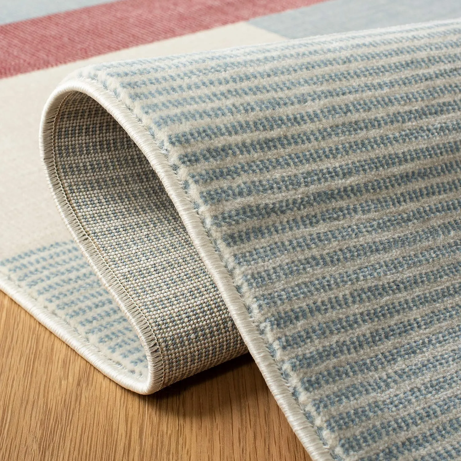 SAFAVIEH Orwell Collection Area Rug - 5'3" Square, Ivory & Blue, Mid-Century Modern Abstract Design, Non-Shedding & Easy Care, Ideal for High Traffic Areas in Living Room, Bedroom (ORW370A)