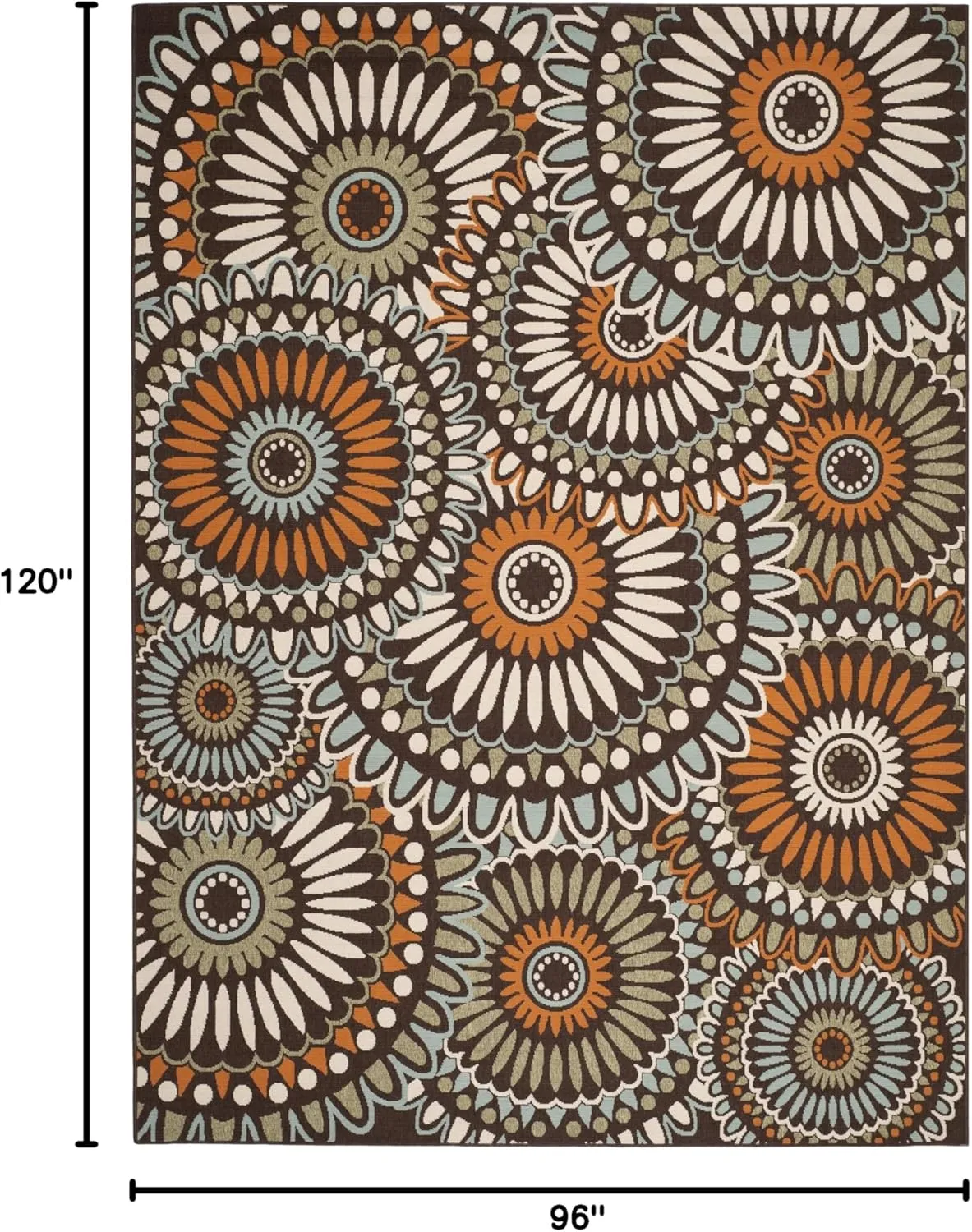 SAFAVIEH Veranda Collection Area Rug - 8' x 10', Chocolate & Terracotta, Casual Design, Stain Resistant, Ideal for High Traffic Areas in Living Room, Bedroom & Dining Room (VER091-0725-810)