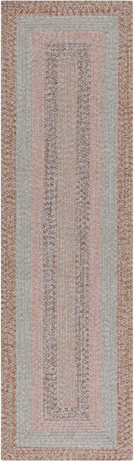 Safavieh Braided Collection Area Rug - 5' x 8', Brown/Grey Pink, Geometric Design, Machine Washable Indoor/Outdoor & Washable-Ideal for Patio, Backyard, Mudroom (BRD318G)