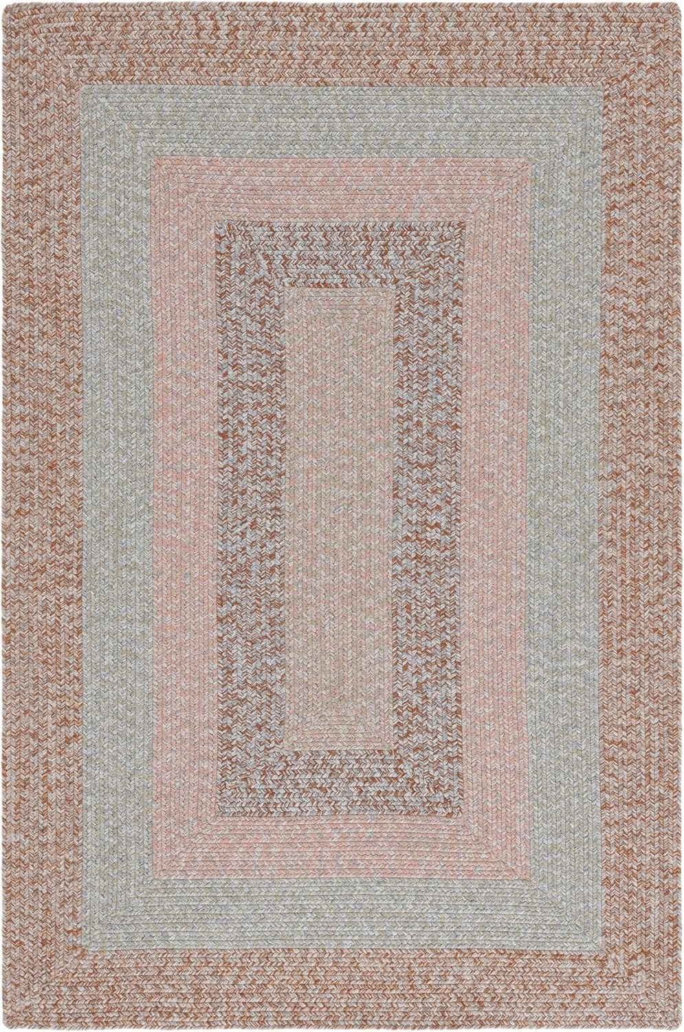 Safavieh Braided Collection Area Rug - 5' x 8', Brown/Grey Pink, Geometric Design, Machine Washable Indoor/Outdoor & Washable-Ideal for Patio, Backyard, Mudroom (BRD318G)