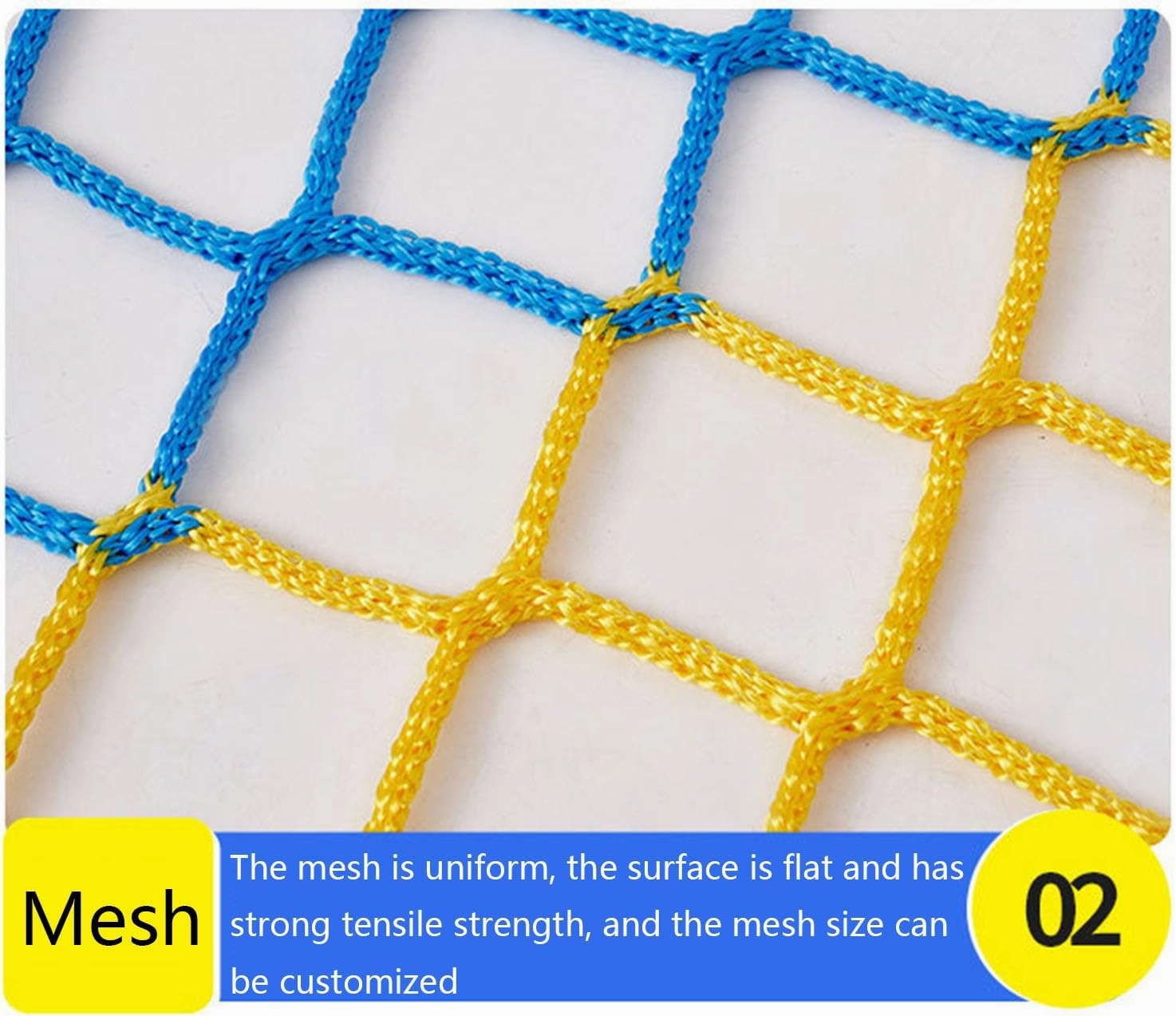 Safety net-2mm/2cm,Colorful pet and Child Anti-Fall Rope net knotless Polyester Playground Fence Football Playground Ball Protection net Easy to Install Anti-Fall Rope net,2MX5M(6.6X16.4FT)