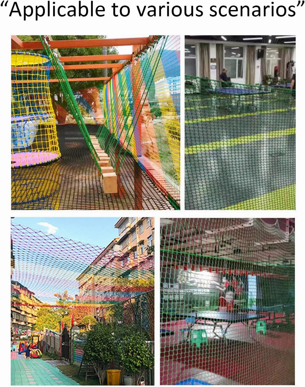 Safety net-2mm/2cm,Colorful pet and Child Anti-Fall Rope net knotless Polyester Playground Fence Football Playground Ball Protection net Easy to Install Anti-Fall Rope net,2MX5M(6.6X16.4FT)