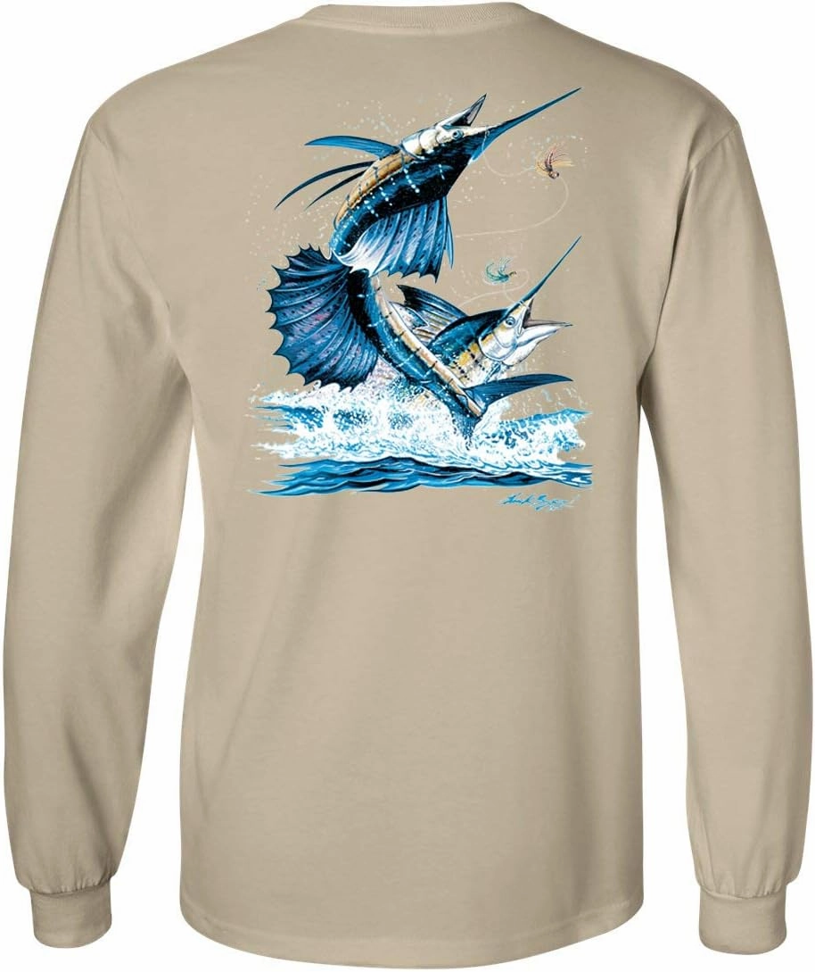 Sailfish DEEP SEA Fishing Salt Water Fish Long Sleeve TEE