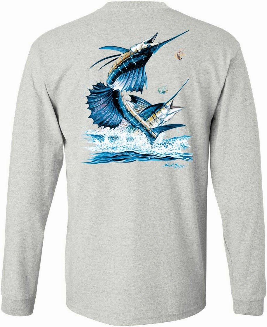 Sailfish DEEP SEA Fishing Salt Water Fish Long Sleeve TEE
