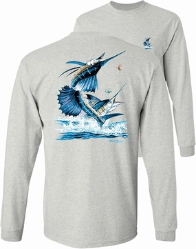 Sailfish DEEP SEA Fishing Salt Water Fish Long Sleeve TEE