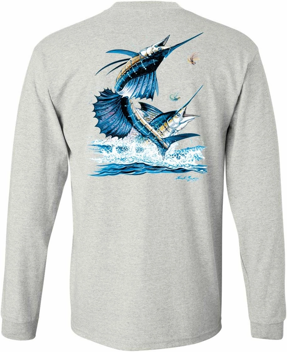 Sailfish DEEP SEA Fishing Salt Water Fish Long Sleeve TEE