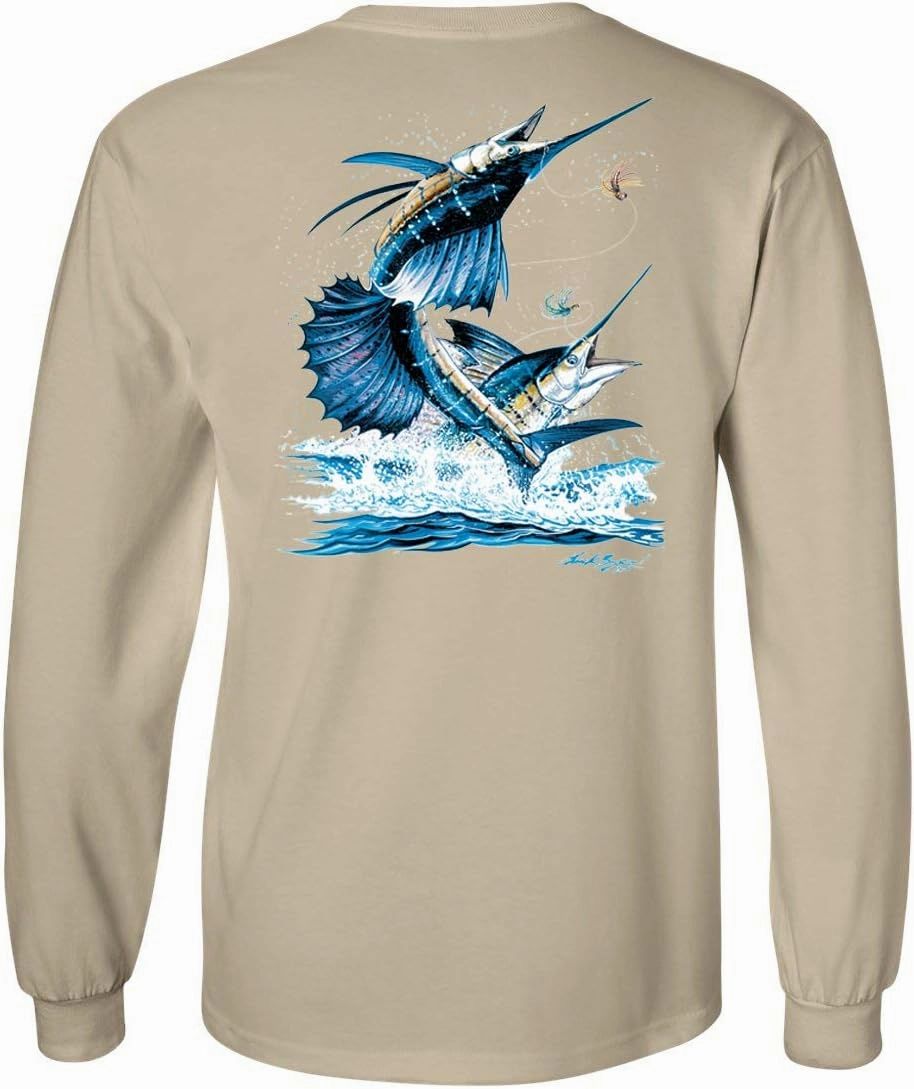 Sailfish DEEP SEA Fishing Salt Water Fish Long Sleeve TEE