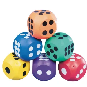 S&S Worldwide 4" Jumbo Soft Safe Dice. Different Colored Dice are Great for Games, Classrooms and PE Classes. 4" Square Dice Have Rounded Corners. Made from Soft Hollow Vinyl, Assorted, Set of 6