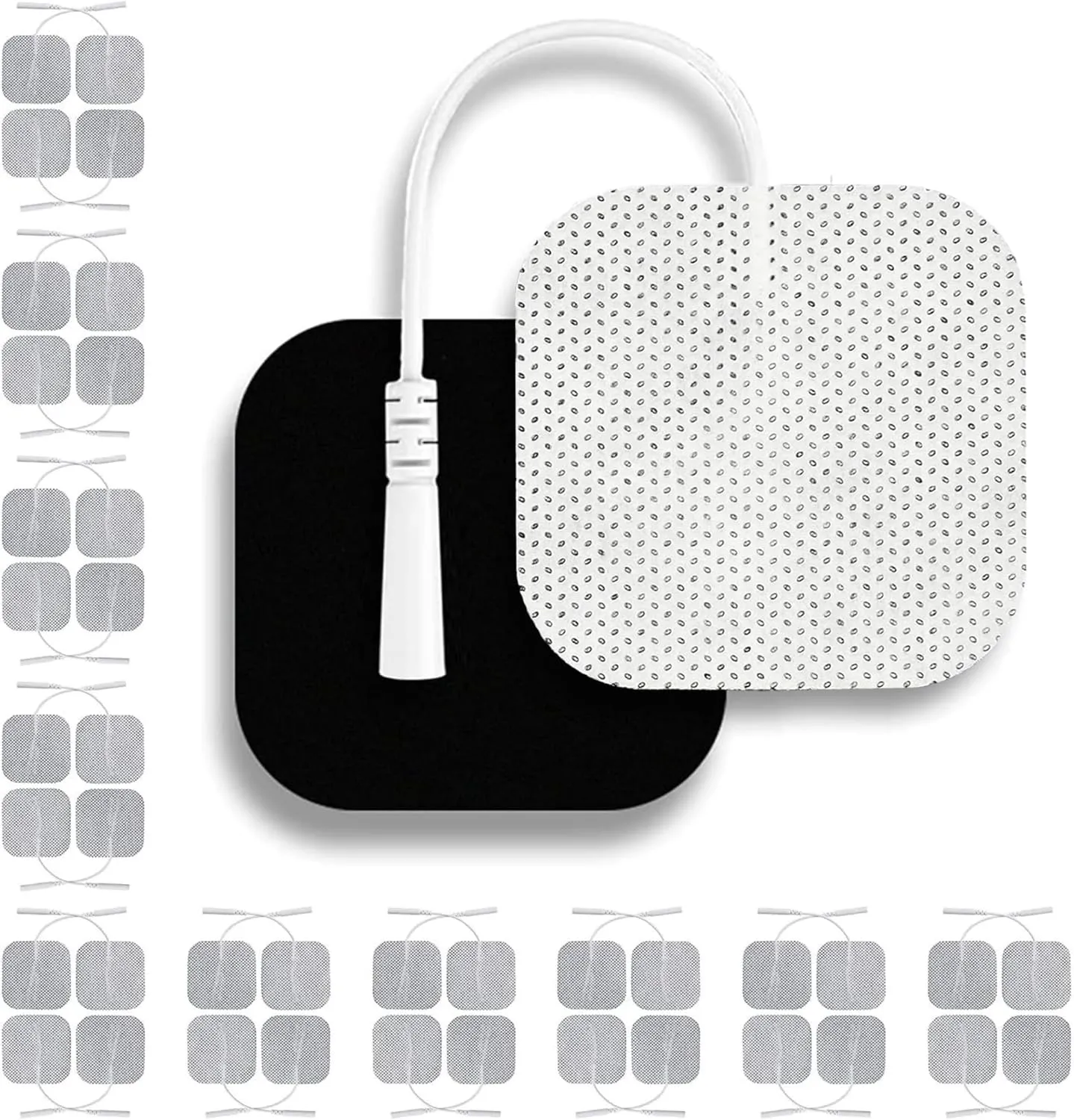 Santamedical TENS Unit Replacement Pads 2x2 40 Pcs Premium Reusable Electrode Pads - Self Adhesive Electro Therapy Patches for Electrical Stimulation - Non Irritating Stim Pads Design