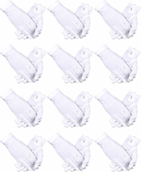 SATINIOR 12 Pairs White Black Uniform Gloves Men Women Parade Costume Gloves for Police Server Funeral Formal Tuxedo Guard