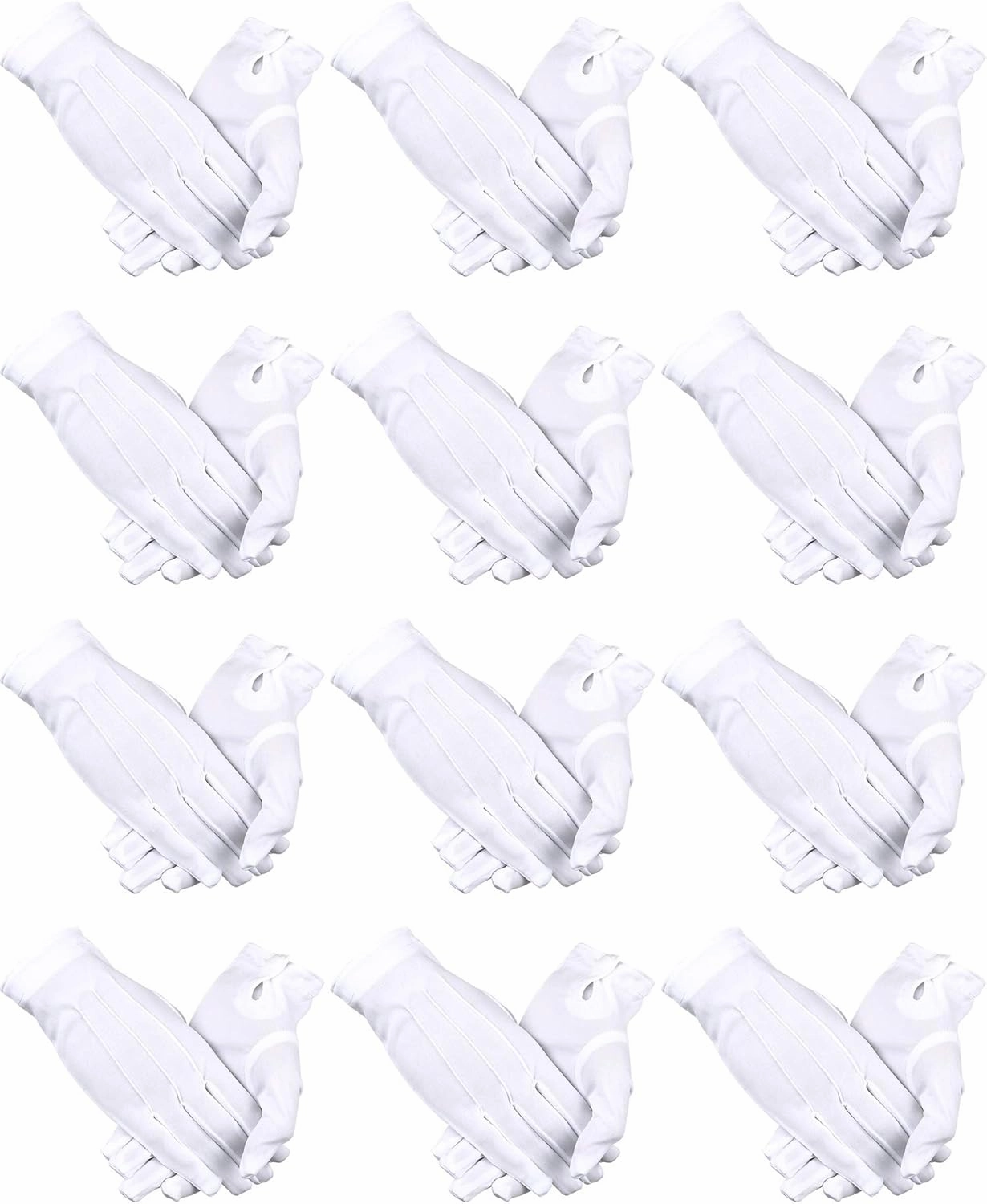 SATINIOR 12 Pairs White Black Uniform Gloves Men Women Parade Costume Gloves for Police Server Funeral Formal Tuxedo Guard