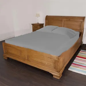 Scala Bedding 100% Egyptian Cotton 800-TC 1 Piece Solid Deep Pocket Fitted Sheet King Size Light Gray