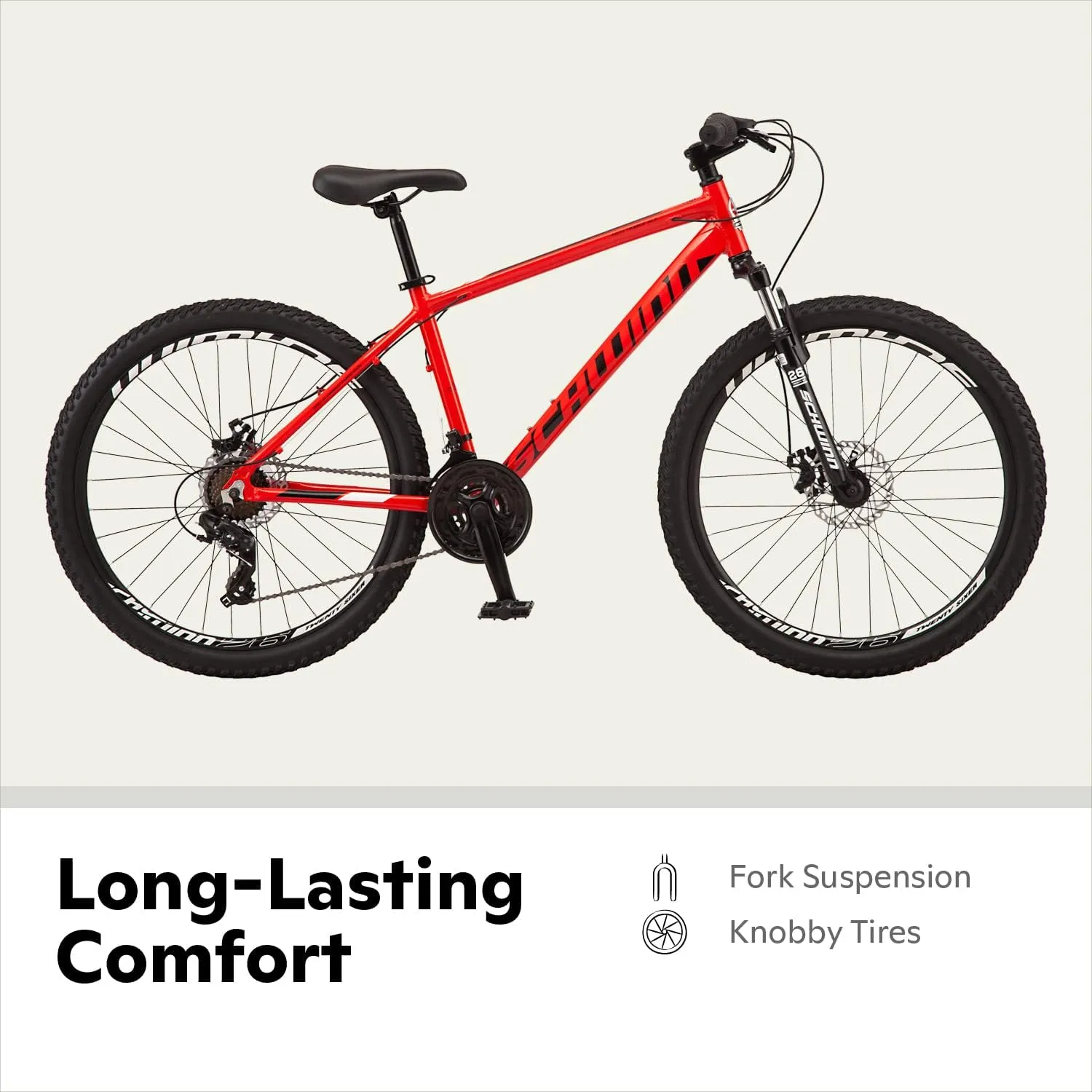 Schwinn High Timber Mountain Bike for Adult Youth Men Women Boys Girls, 24 to 29-Inch Wheels, 7 or 21-Speeds, Front Suspension, Aluminum and Steel Frame Options