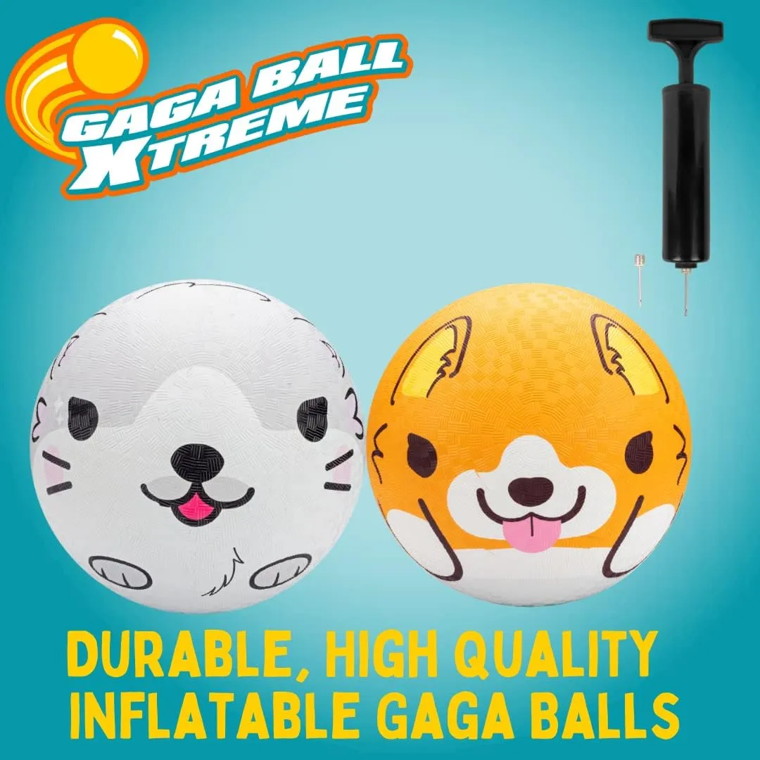 SCS Direct Gaga Ball Playground Balls (8.5 inches) w Air Pump- Durable Rubber Pack for Recess Dodgeball, Kickball, Gagaball Official Play & School -Fun Outdoor Toys & Gifts for Kids