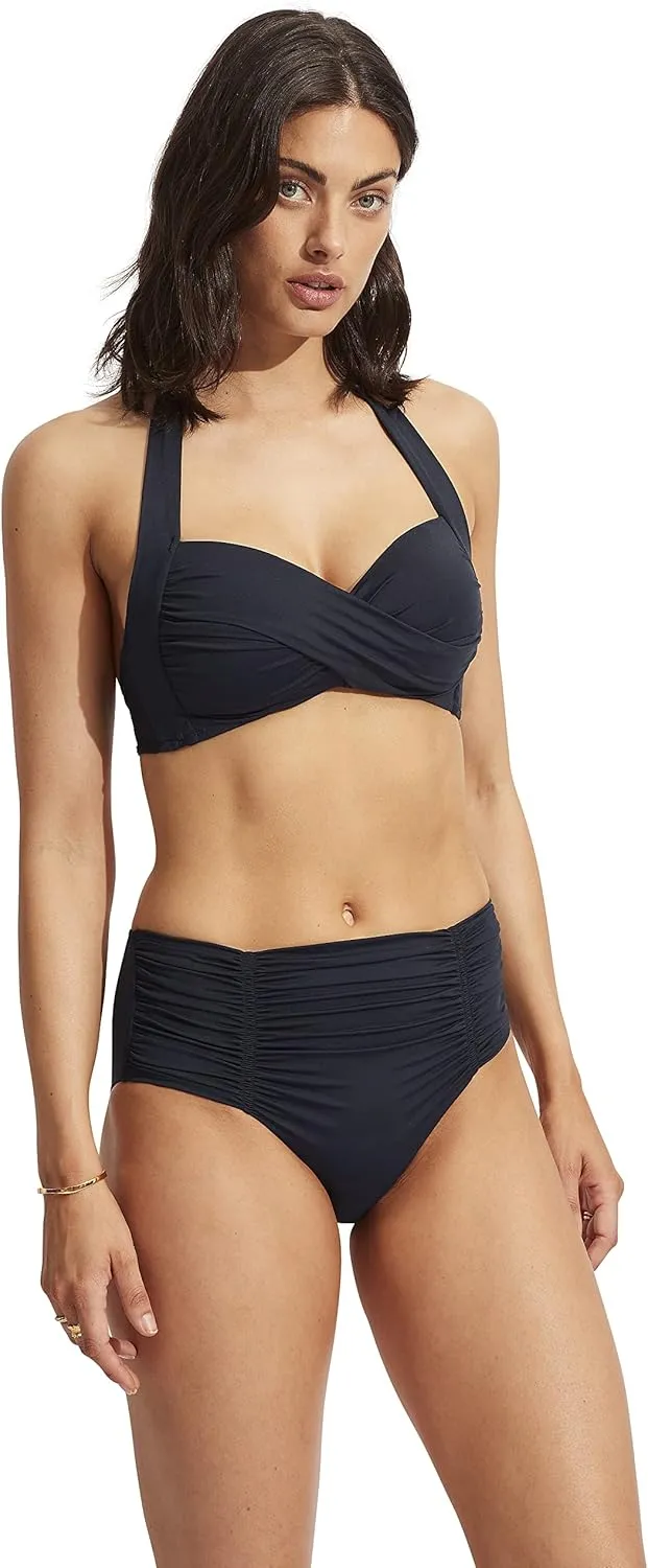 Seafolly Women's Twist Front Soft Cup Halter Bikini Top Swimsuit