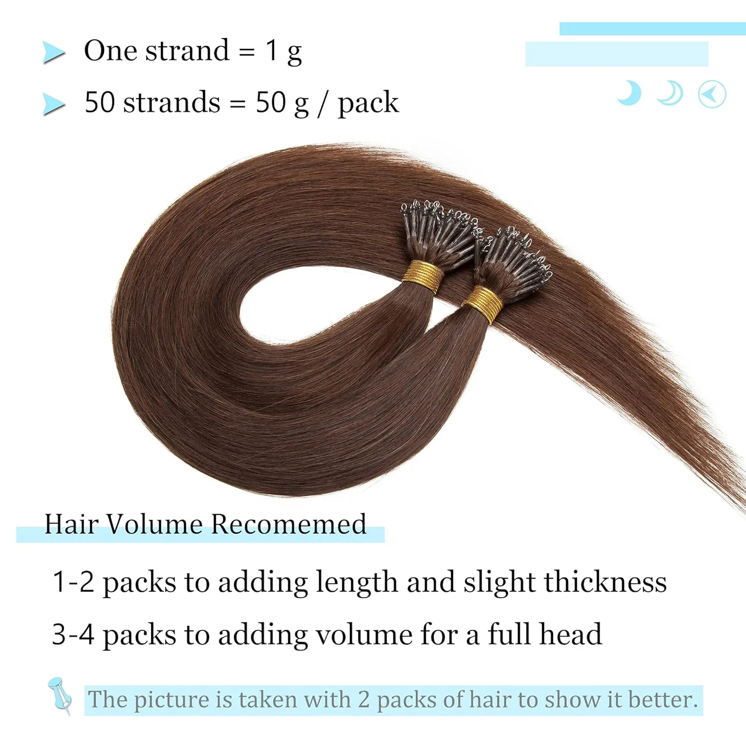 SEGO Nano Tip Hair Extensions Human Hair Balayage Nano Beads Pre-bonded Seamless Nano Ring Highlight Hair Extensions for Women 1g/strand 50g/pack -16 Inch #4 Medium Chocolate Brown