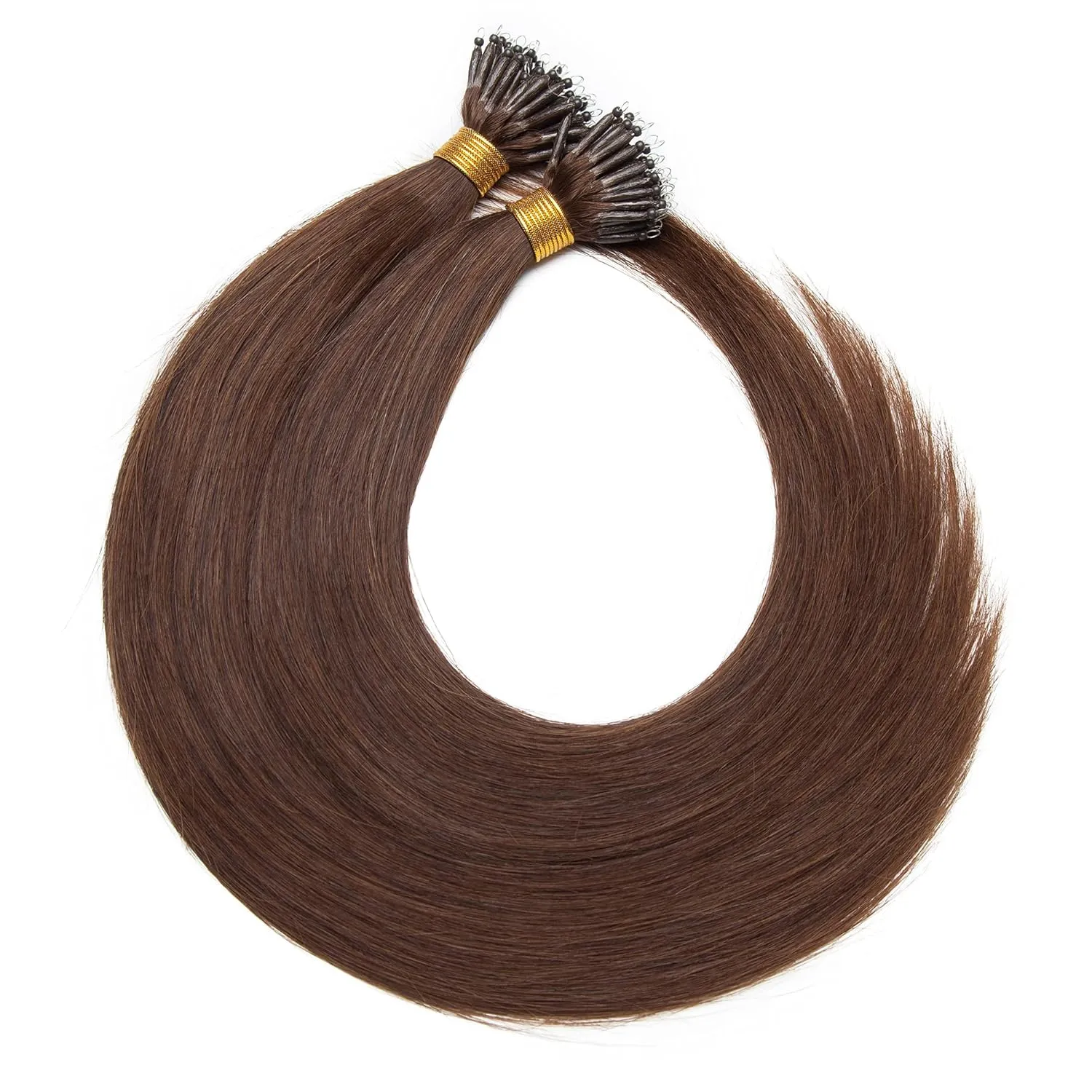 SEGO Nano Tip Hair Extensions Human Hair Balayage Nano Beads Pre-bonded Seamless Nano Ring Highlight Hair Extensions for Women 1g/strand 50g/pack -16 Inch #4 Medium Chocolate Brown