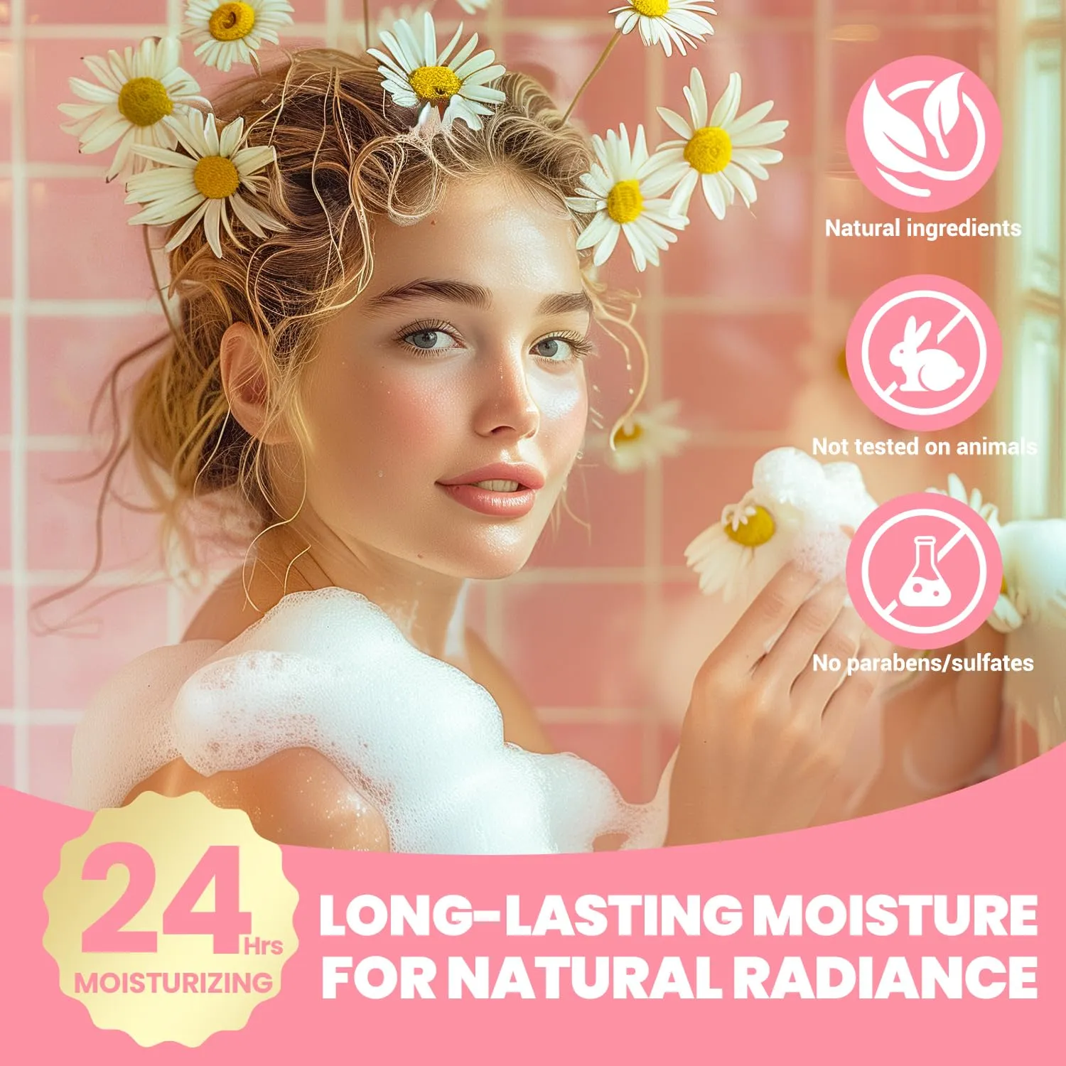 Self Care Gifts for Women, Spa Luxetique Bath and Body Gift Set, 8pcs Daisy Gift Baskets for Women with Bubble Bath, Lotion, Spa Gift for Women, Christmas Gifts for Women