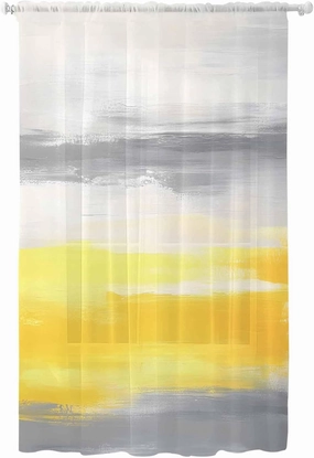 Semi Sheer Curtains for Home, Abstract Beige Grey Yellow Texture Light Filtering Sheer Rod Pocket Drapes for Kitchen Living Room Bedroom, 52"x84" 1 Panel