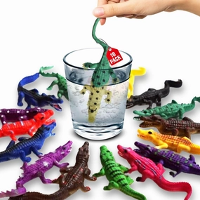 SENSORY4U Color Changing Crocodile Bath Toys – 16 Pack Stretchy Alligator Water Toys for Toddlers, 6 Inch Rubber Animal Toys for Sensory Play, Party Favors & Water Table Fun