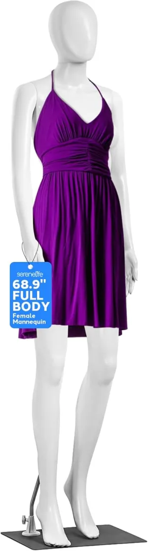 SereneLife 68.9" Tall Full-Body Female Mannequin with Adjustable Head, Flexible Limbs and Detachable Design, Perfect for Clothing Stores, Boutiques, Exhibitions and More