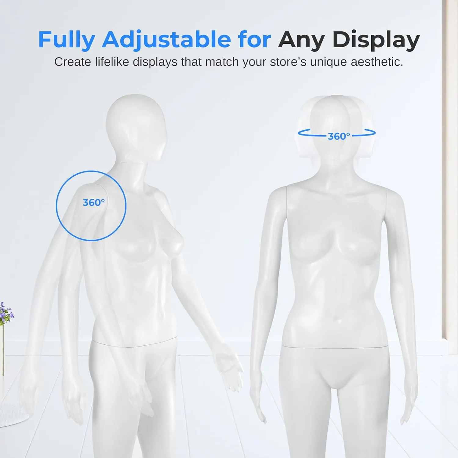 SereneLife 68.9" Tall Full-Body Female Mannequin with Adjustable Head, Flexible Limbs and Detachable Design, Perfect for Clothing Stores, Boutiques, Exhibitions and More