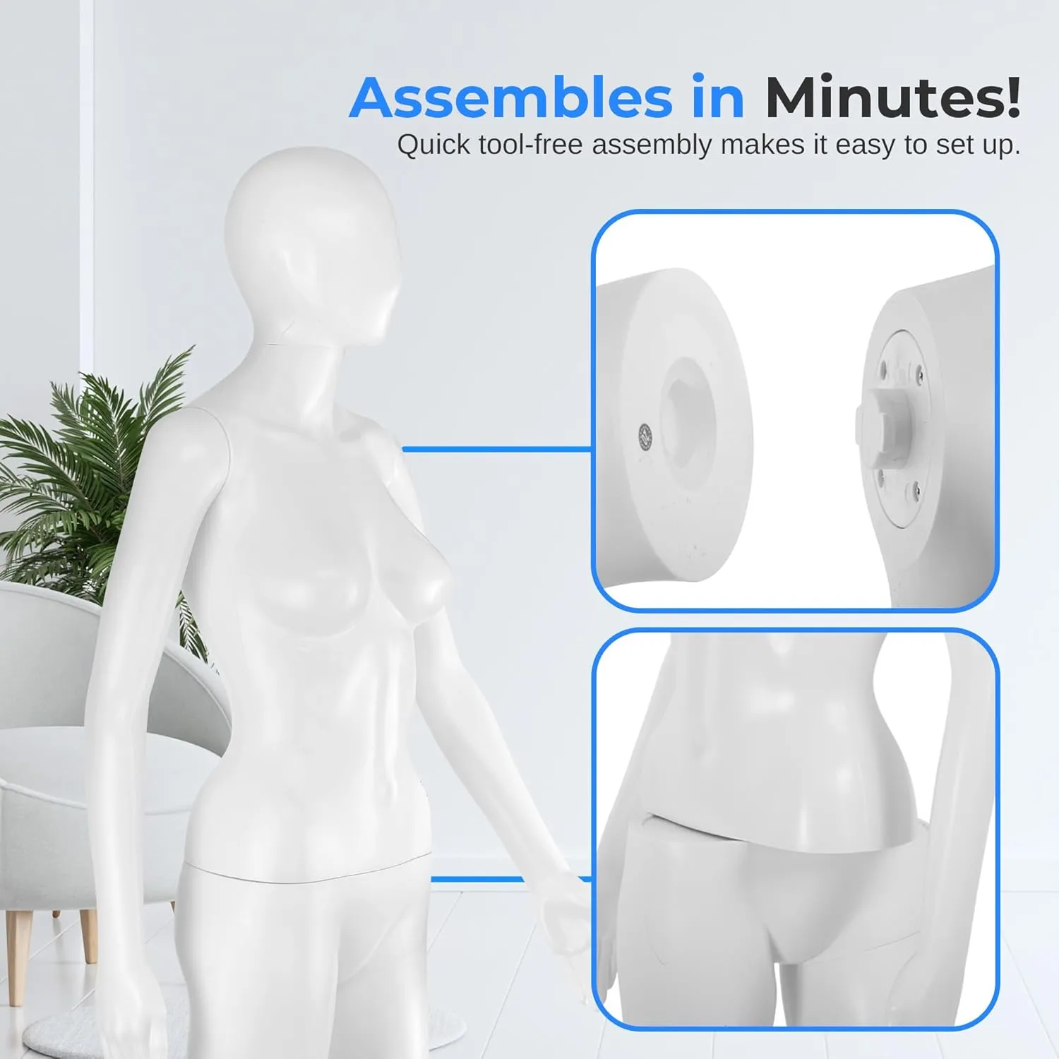 SereneLife 68.9" Tall Full-Body Female Mannequin with Adjustable Head, Flexible Limbs and Detachable Design, Perfect for Clothing Stores, Boutiques, Exhibitions and More