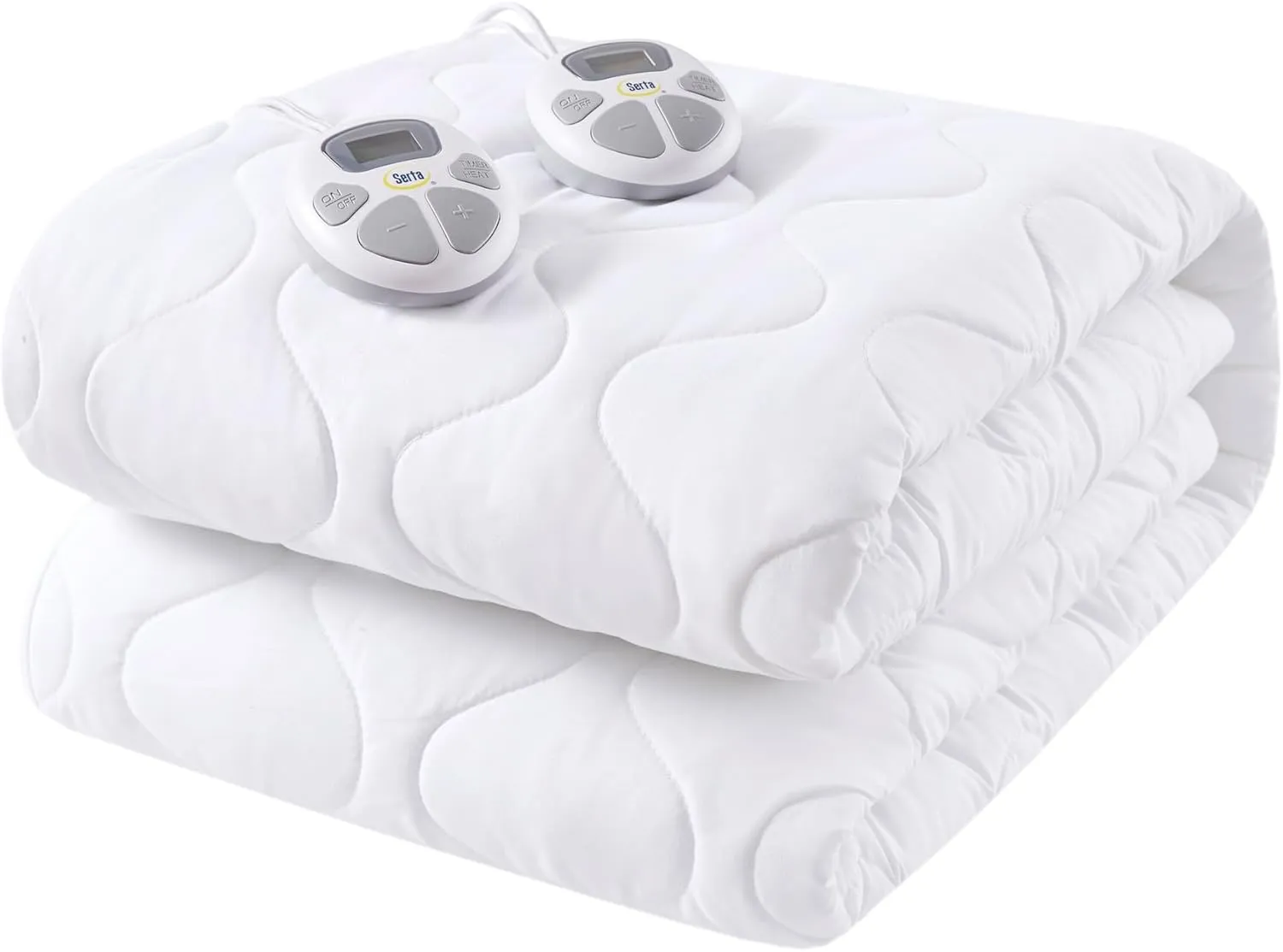 Serta Heated Mattress Pad Cal King Size - Electric Mattress Pad, 10 Heat Setting Controller, Auto Shut Off Timer, Deep Elastic Pocket, Up to 17" Mattress, ETL Certified, Machine Wash, Cal King, White