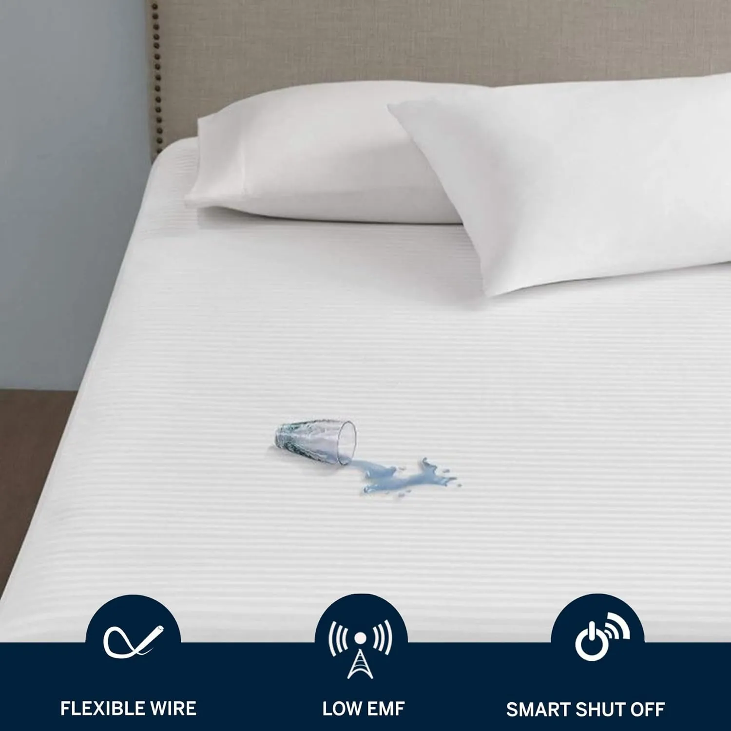 Serta Waterproof Heated Mattress Pad - Electric Bed Warmer with 10 Heat Settings, Auto Shut Off Timer, ETL Certified Electric Mattress Pad, Elastic Deep Pocket, Machine Washable, White Queen