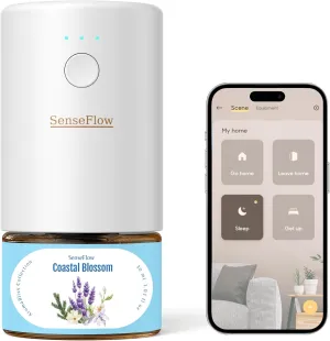 SF101S Smart Wi-Fi Waterless Ultrasonic Essential Oil Diffuser–100% Plant-Based,120-Day Natural Air Freshener & Aromatherapy scent Diffuser Covers 100㎡ for Home,Hotel-Coastal Blossom
