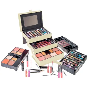 SHANY All In One Makeup Kit - Eyeshadow, Blush, Face Powder, Lipstick, Eye Liner, Makeup Pencils & Mirror - Reusable Storage Box - White