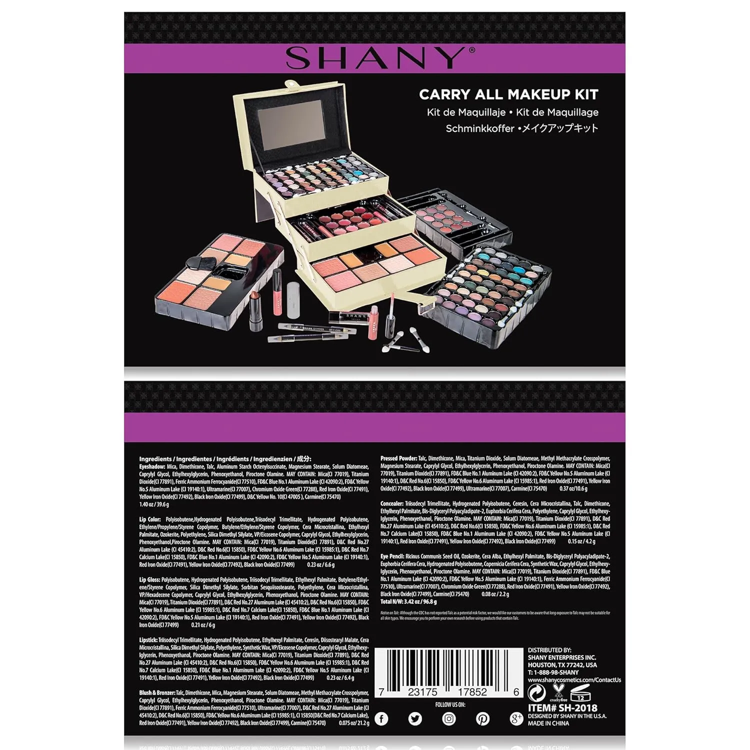 SHANY All In One Makeup Kit - Eyeshadow, Blush, Face Powder, Lipstick, Eye Liner, Makeup Pencils & Mirror - Reusable Storage Box - White