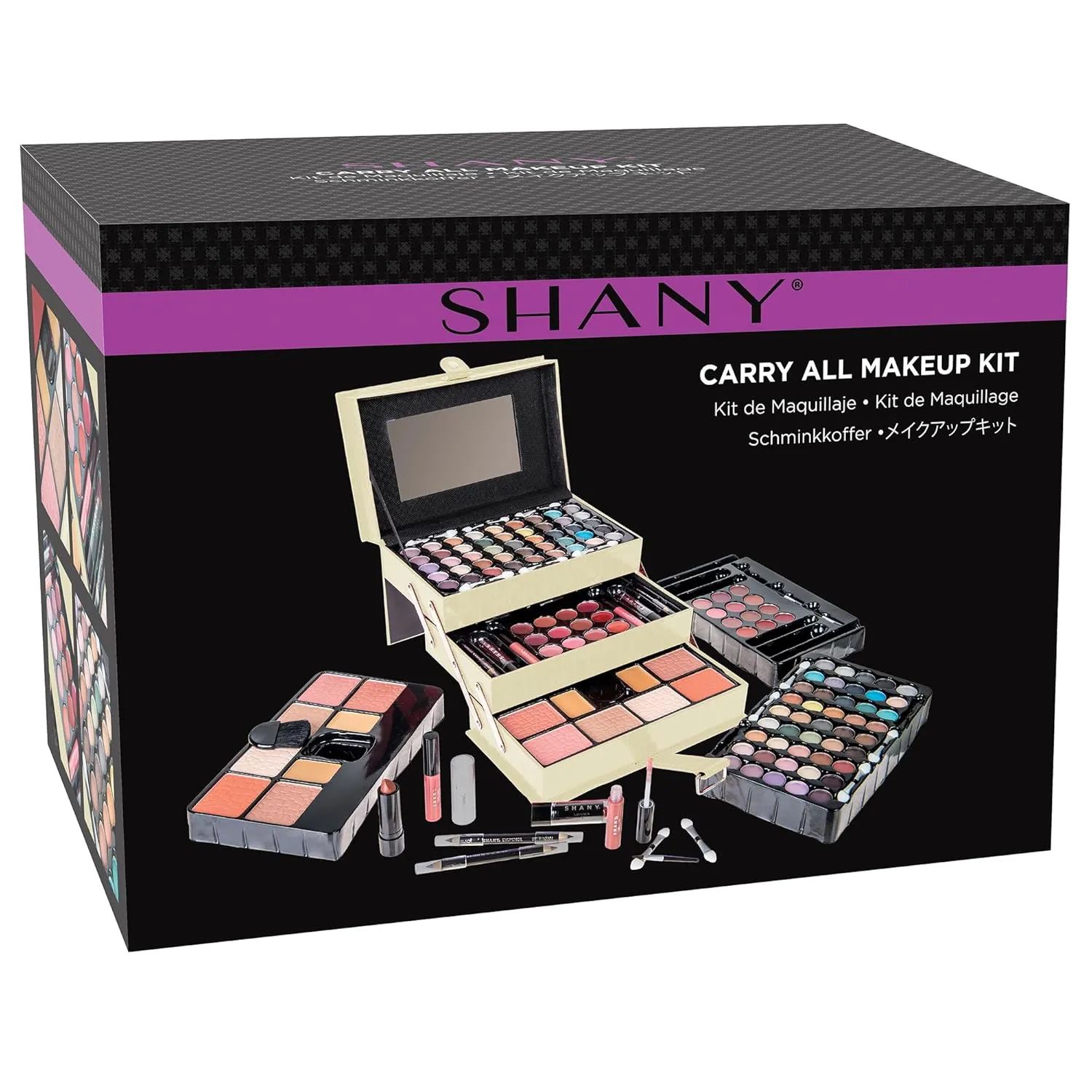 SHANY All In One Makeup Kit - Eyeshadow, Blush, Face Powder, Lipstick, Eye Liner, Makeup Pencils & Mirror - Reusable Storage Box - White