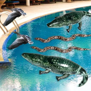 Shappy 4 Pcs Duck Deterrent for Pool 47 in Inflatable Alligator Toy and Inflatable Snake Bird Deterrents for Outside Blow up Alligator Fake Snakes Animal for Swimming Lawn Garden Reptile Party Prank