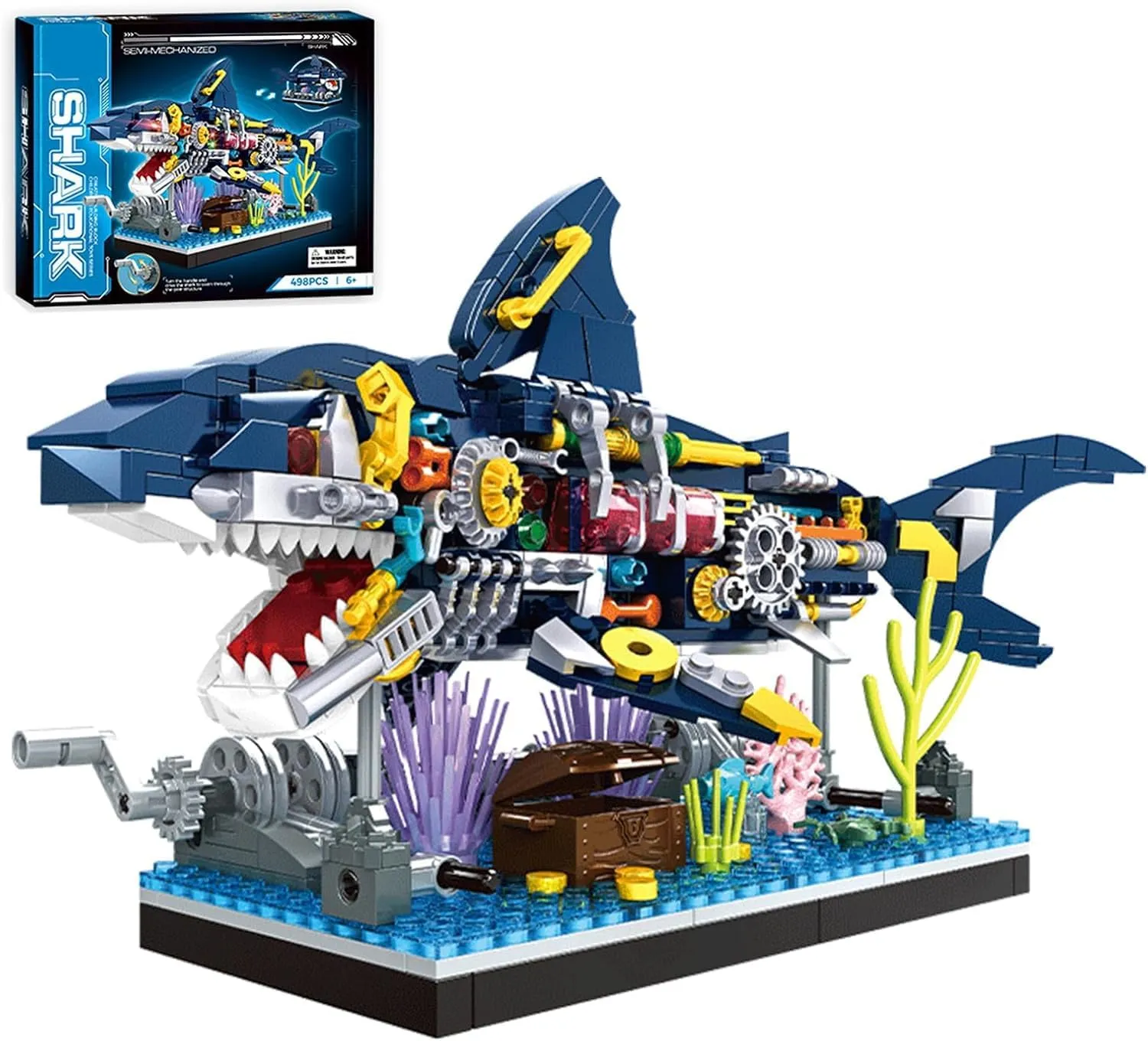 Shark Building Block Set, Ocean Building Set, Cool Mechanical Rotatable Shark Toys, Birthday Creative Ideas Gifts for Kids Adults (499 Pcs)