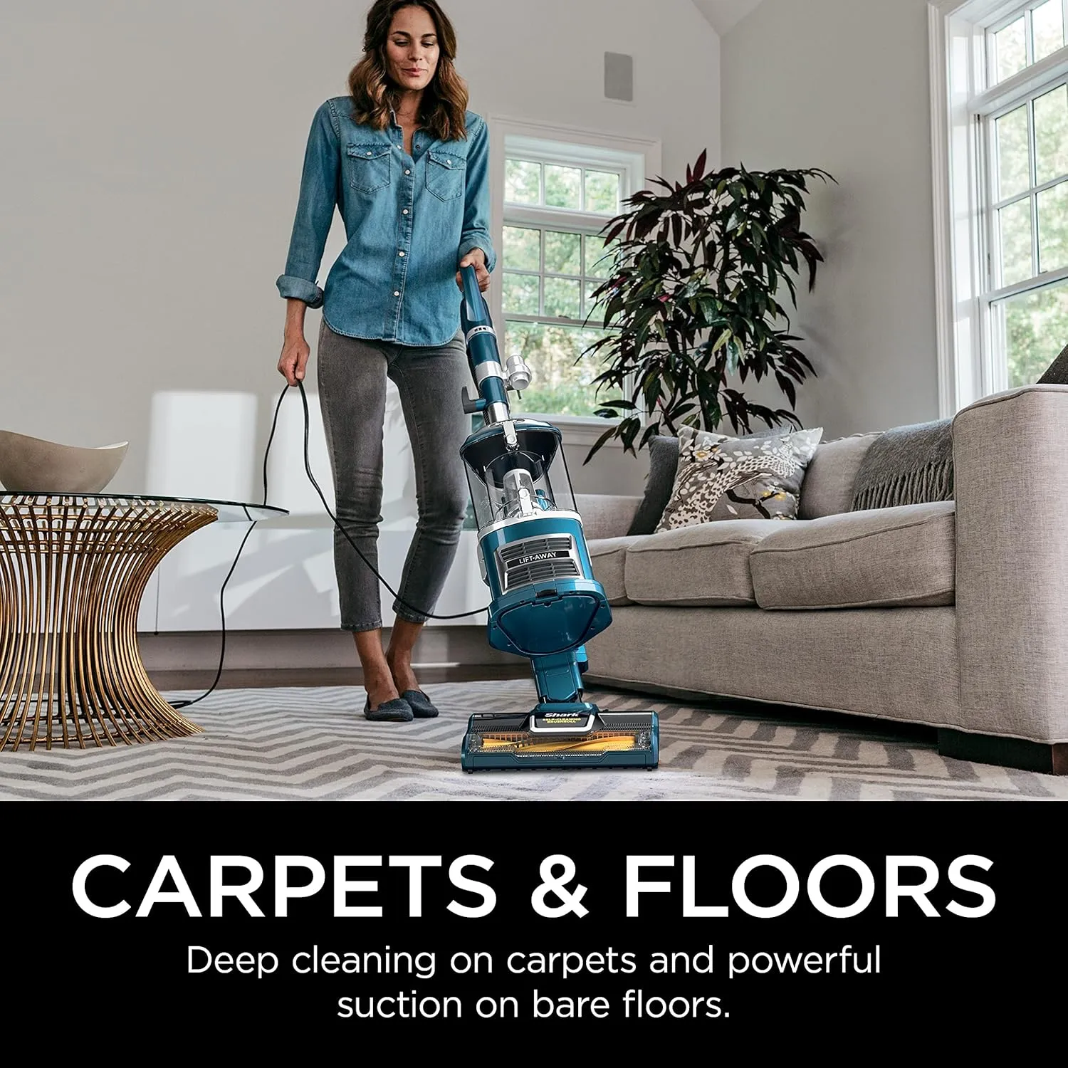 Shark Upright Vacuum, Navigator Lift-Away with Self-Cleaning Brushroll, HEPA Filter, Swivel Steering, Upholstery Tool & Pet Crevice Tool, Perfect for Pets & Multi-Surface, Teal, ZU503AMZ
