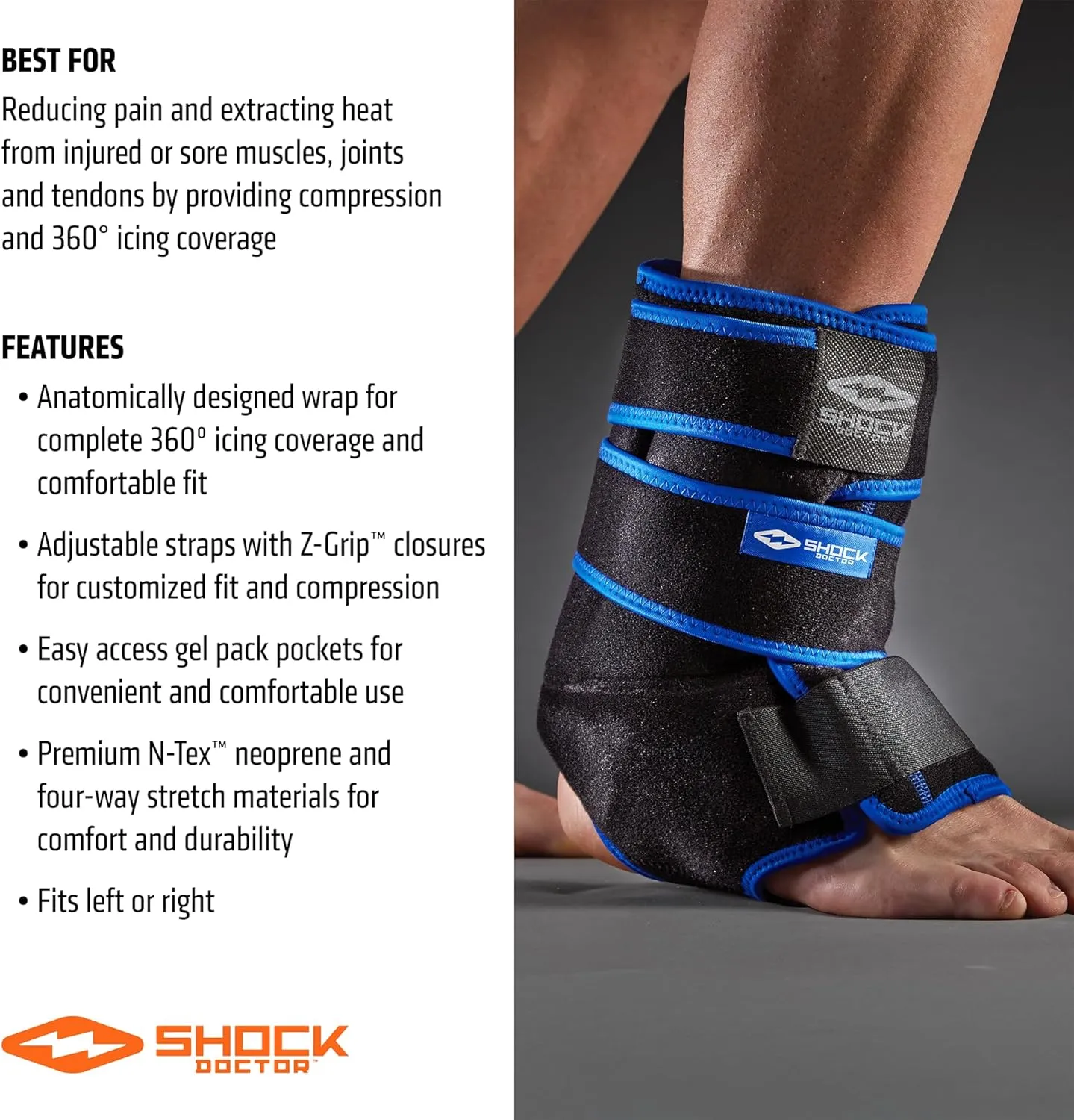 Shock Doctor Ice Recovery Compression Ankle Wrap