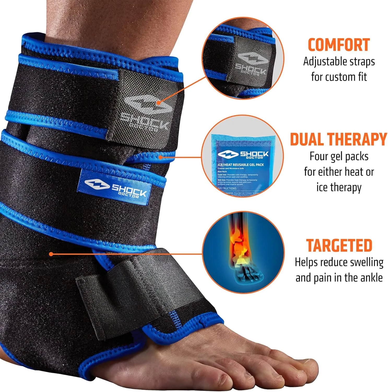 Shock Doctor Ice Recovery Compression Ankle Wrap