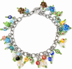 Shop LC Murano Style Glass Bead Charm Ankle Bracelets For Women Adjustable Beach Fashion Foot Jewelry Beaded Anklet in Stainless Steel Boho Birthday Gifts for Women 8" Birthday Gifts